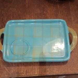 Nordstrom Blue and Yellow Plaid Serving Tray